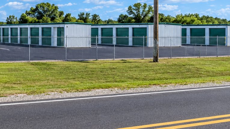 Storage buildings along the road frontage